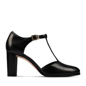 Clarks Kaylin 85 T Bar Women's Heels Shoes Black | CLK962SXU